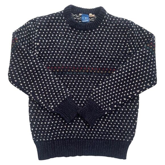 Vintage 80s OP Ocean Pacific Wool Blend Sweater Navy Blue - Picture 1 of 4